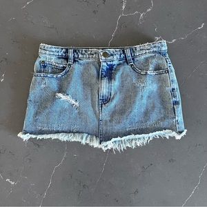 Free People Distressed Denim Mini Skirt